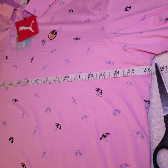 NWT PUMA AP CLOUDSPUN DANCING UMBRELLAS GOLF POLO 539556-01 PINK SZ XL (X-LARGE) - Picture 7 of 8